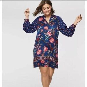 NWOT Loft Wildflower Shift Dress Blue Floral Size MP